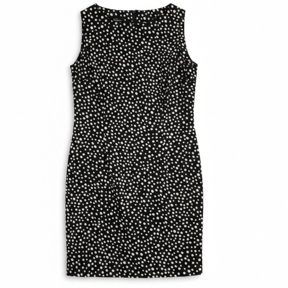 AGB Dress Black White Polka Dot Sleeveless Sheath Dress, Women's Size 14